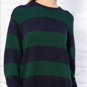 Brandy melville Brianna thick stripe sweater navy blue and dark green stripes